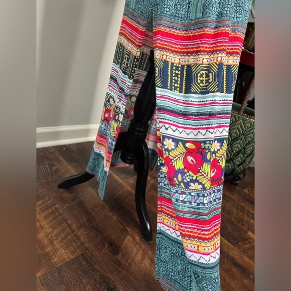 MINKPINK multicolor floral size small halter neck dress drawstring waist viscose - Picture 2 of 11